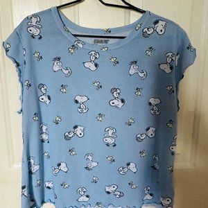 Womens SNOOPY PEANUTS All-Over Print Shorts Pajamas size L
